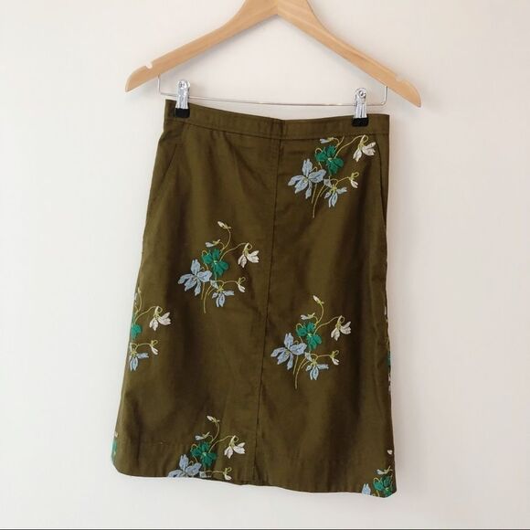 ANN TAYLOR Embroidered Floral Safari Jacket Skirt Blazer Coordinating Set Green - Picture 7 of 7